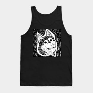 wild wolf in ecopop tribal art zentangle Tank Top